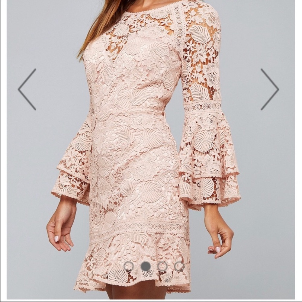 Open Back Lace Dress - Color Misty Rose